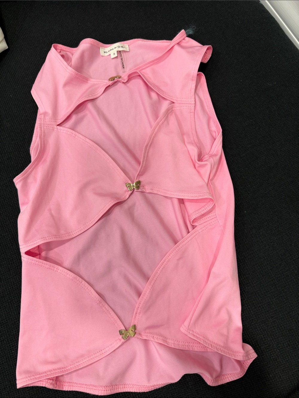 Unbranded Pink Cutout Crop Top with Butterfly Hardware